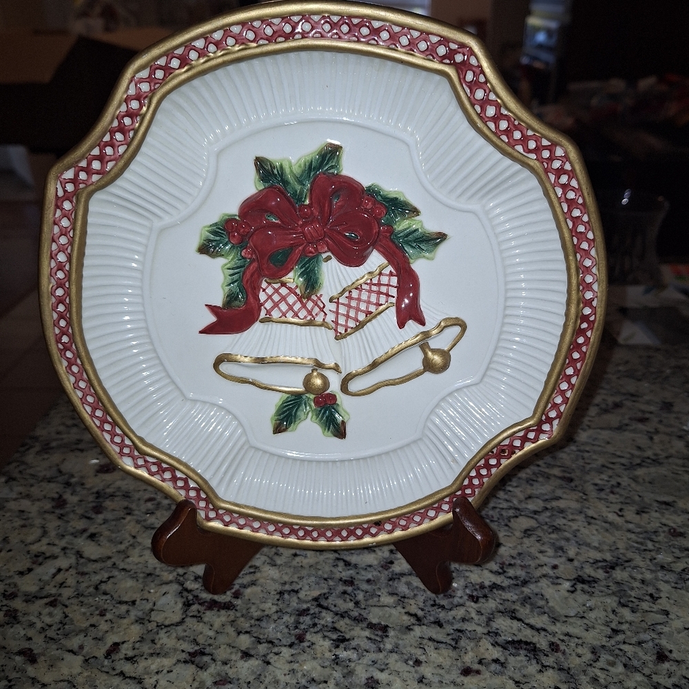 Vintage Fits And Floyd Essentials Plate~Holiday Bells~Canape~Cookies~Christmas